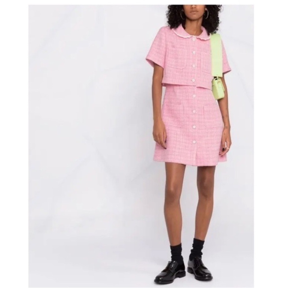 New! Sandro Rosee Trompe L'oeil Tweed Mini Dress 45236 - Picture 3 of 16
